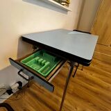 Extendable blue formica table