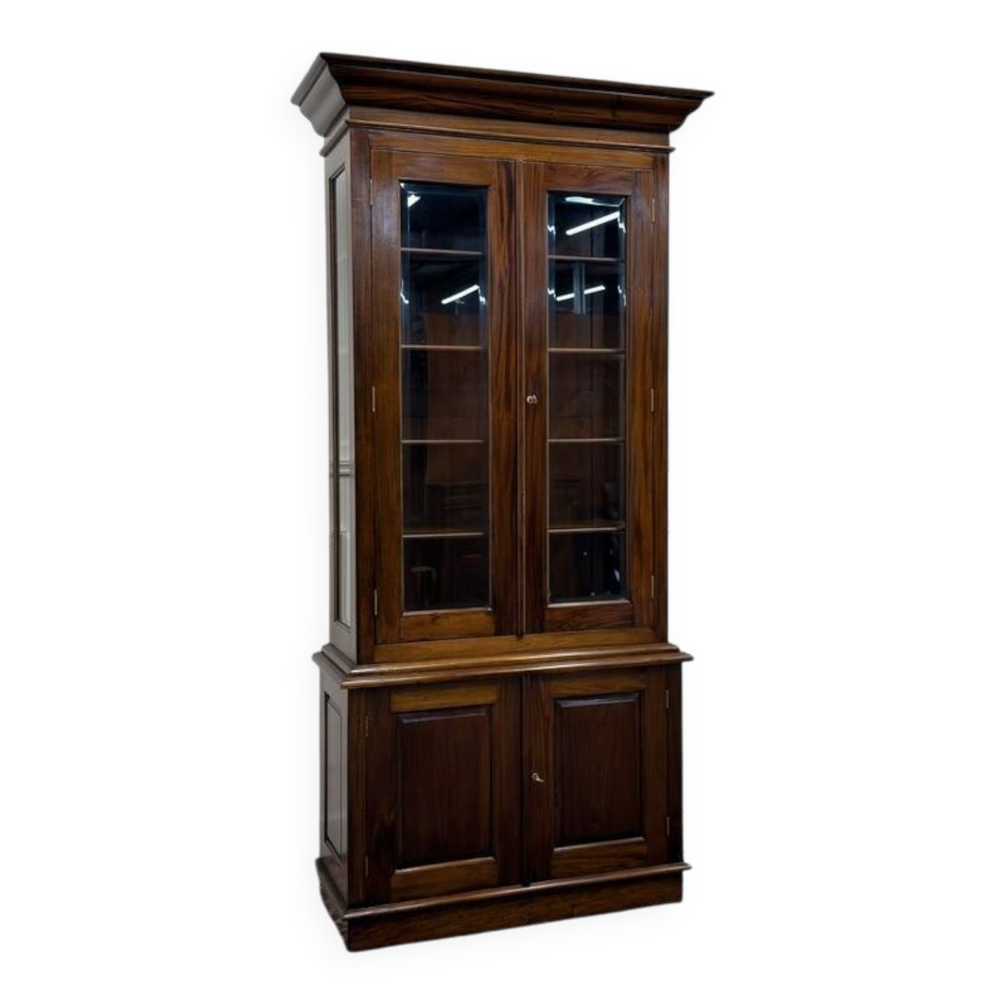 Classic English Bookcase with Glass Doors