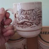 4 cups/mugs brown/beige - KilnCraft Stl England Deco hunting - vintage