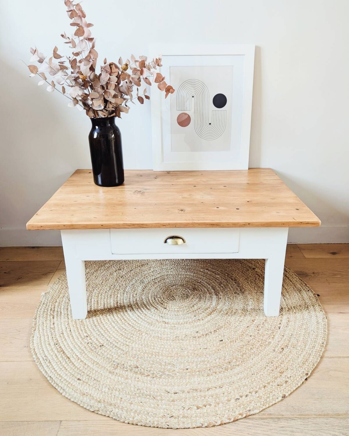 Wood and white coffee table