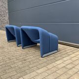 2x Artifort Groovy F598 (M-chair) blue, perfect state! Pierre Paulin