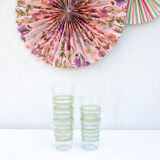 7 glasses green and gold granita