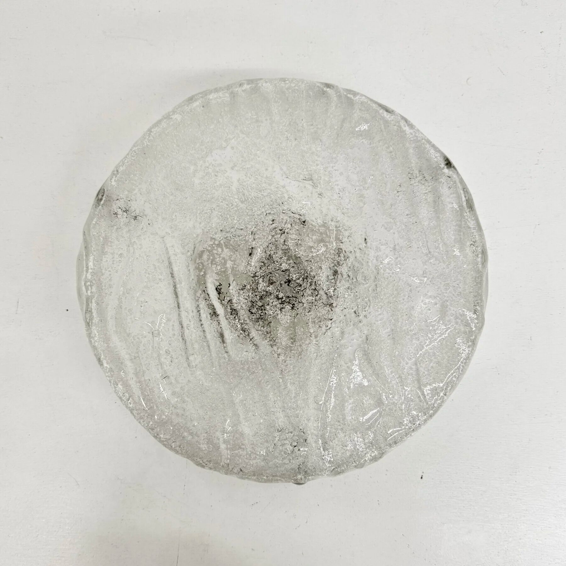 Mid-century Hillebrand iced glass ceiling lamp, 1970s