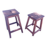 Two vintage wooden stools