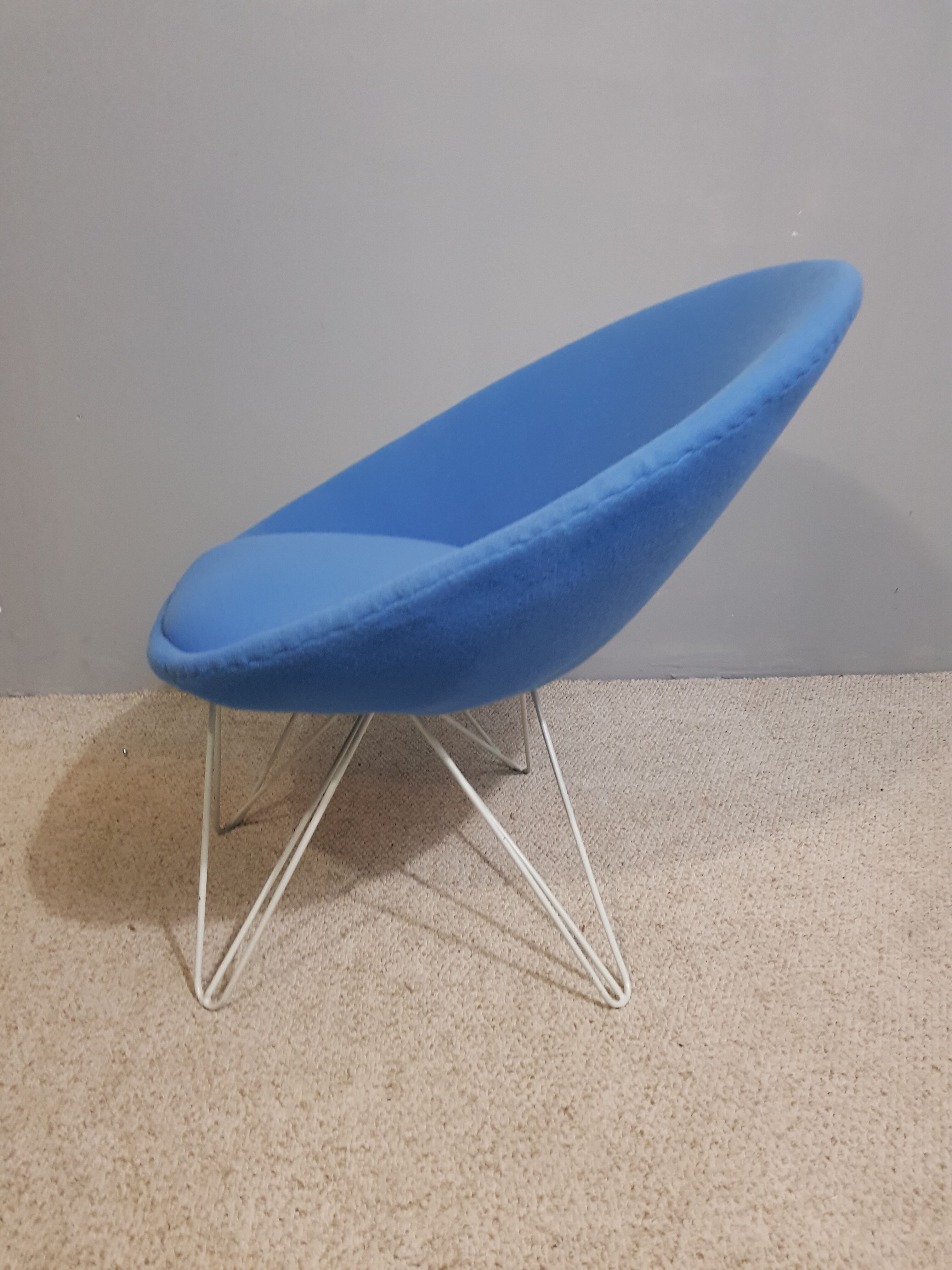 Pair of Italian blue low chairs 1950