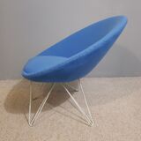 Paire de fauteuils bas bleus italien 1950