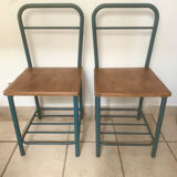 Pair of vintage boarding school chairs or bedside tables