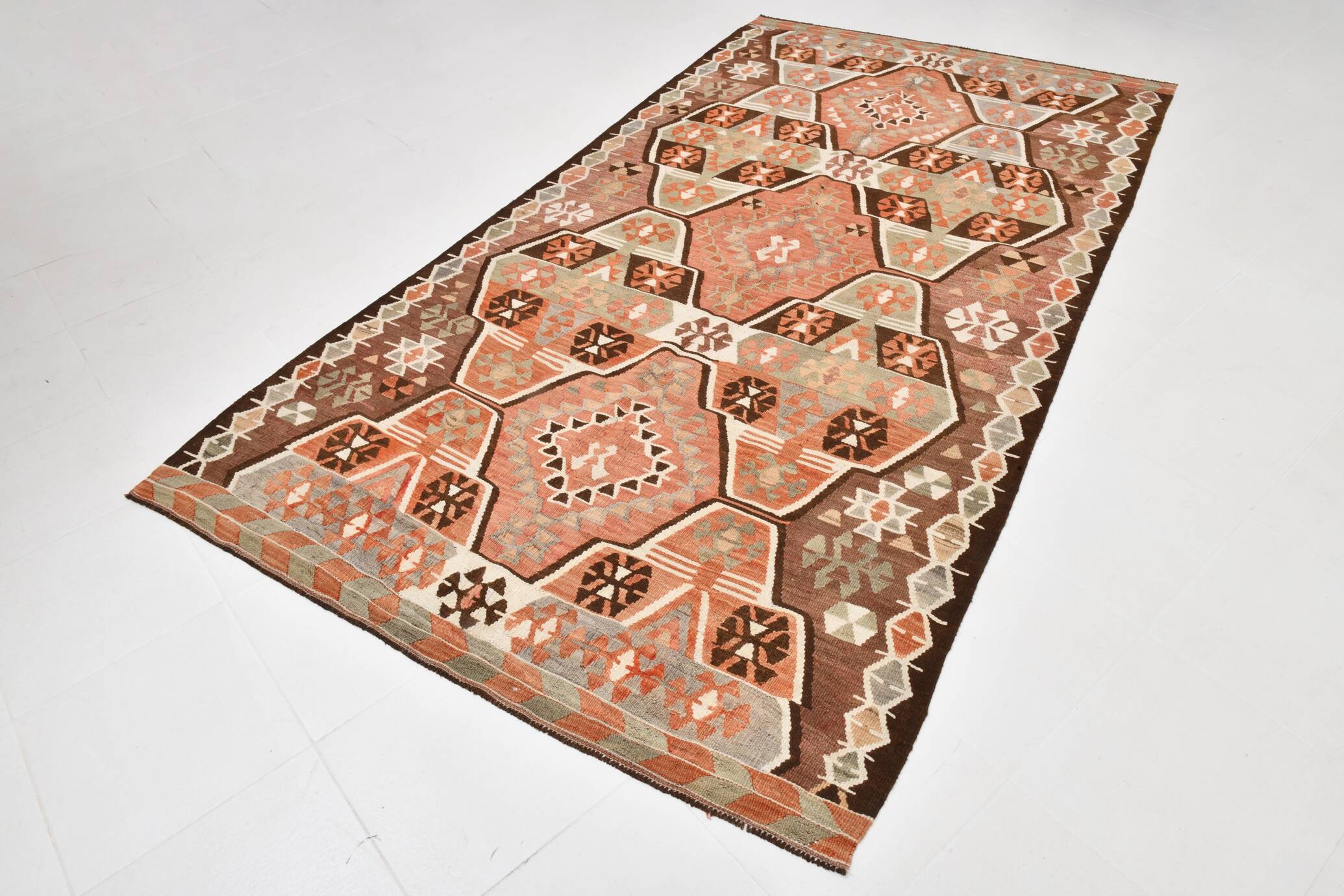 8x10 Kilim Multicolor Geometric Style Kilim Rug, 170x310 Cm