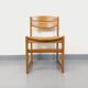 Chaise traîneau vintage en bois de hêtre et cannage des années 70 80