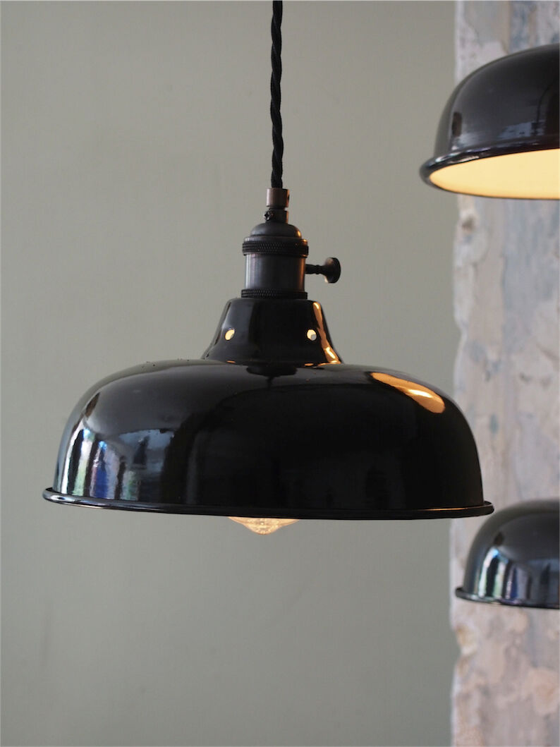 Daybat enamelled black industrial lamp