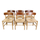 Ensemble de 6 chaises de salle à manger modèle J39 connu sous le nom de « Folke Chair » fabriquées en teck et chêne par Børge Mogensen