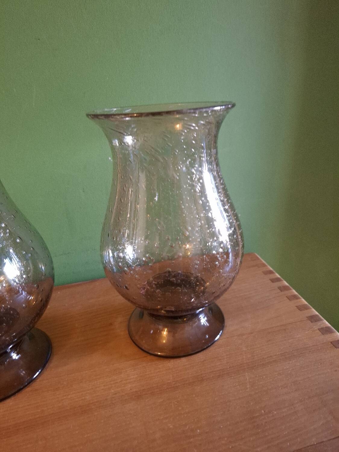 Two blown glass tealight vases