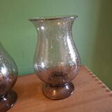 Two blown glass tealight vases