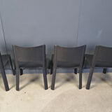 Vintage black leather dining chairs, Italy, 1980s