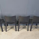 Chaises de salle à manger vintage en cuir noir, Italie, années 1980.