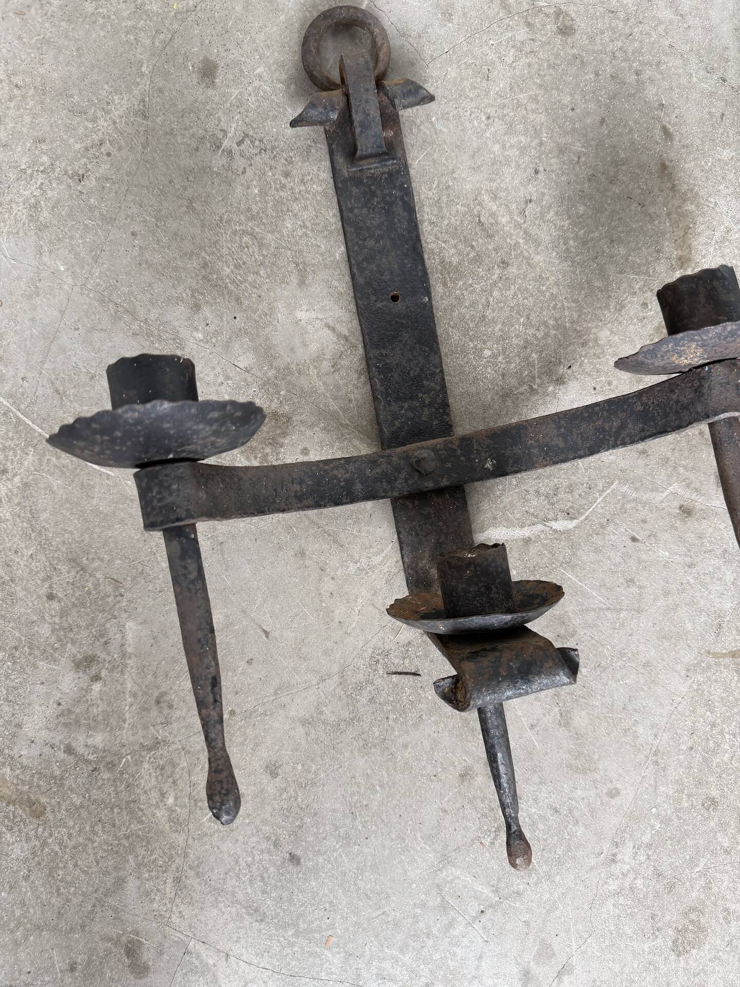 Wrought iron candle holders 1900 brutalist sconces