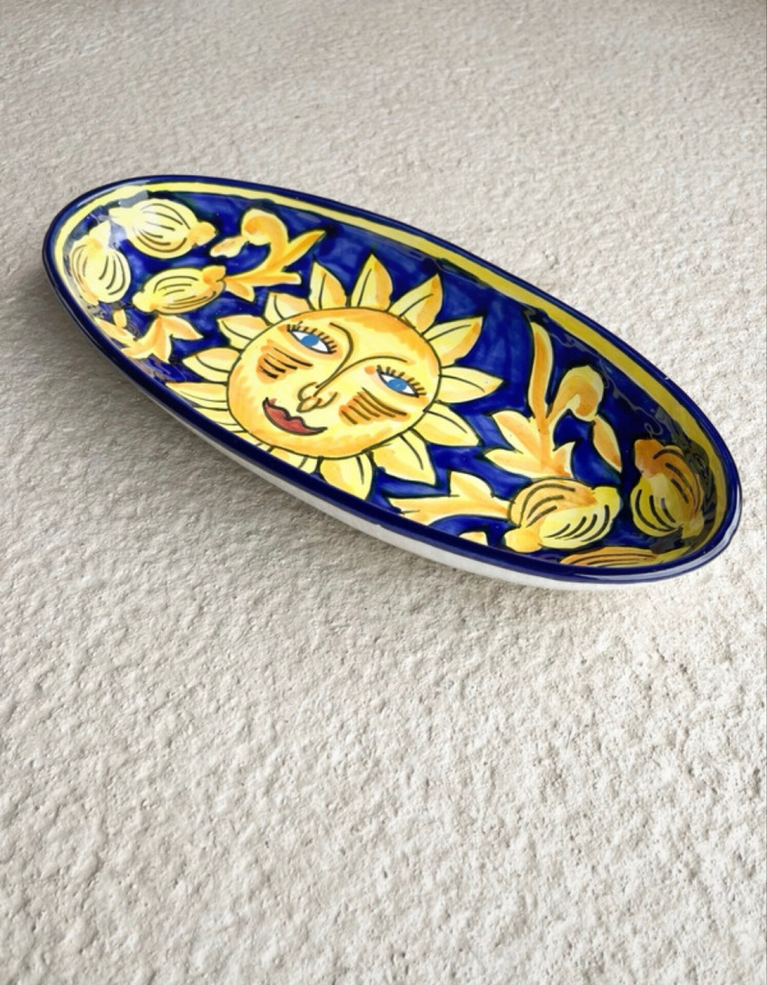 oval plate in artisanal earthenware Decor Sun & Lemons