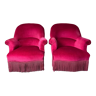 Paire de fauteuils crapaud Napoléon III velours rouge