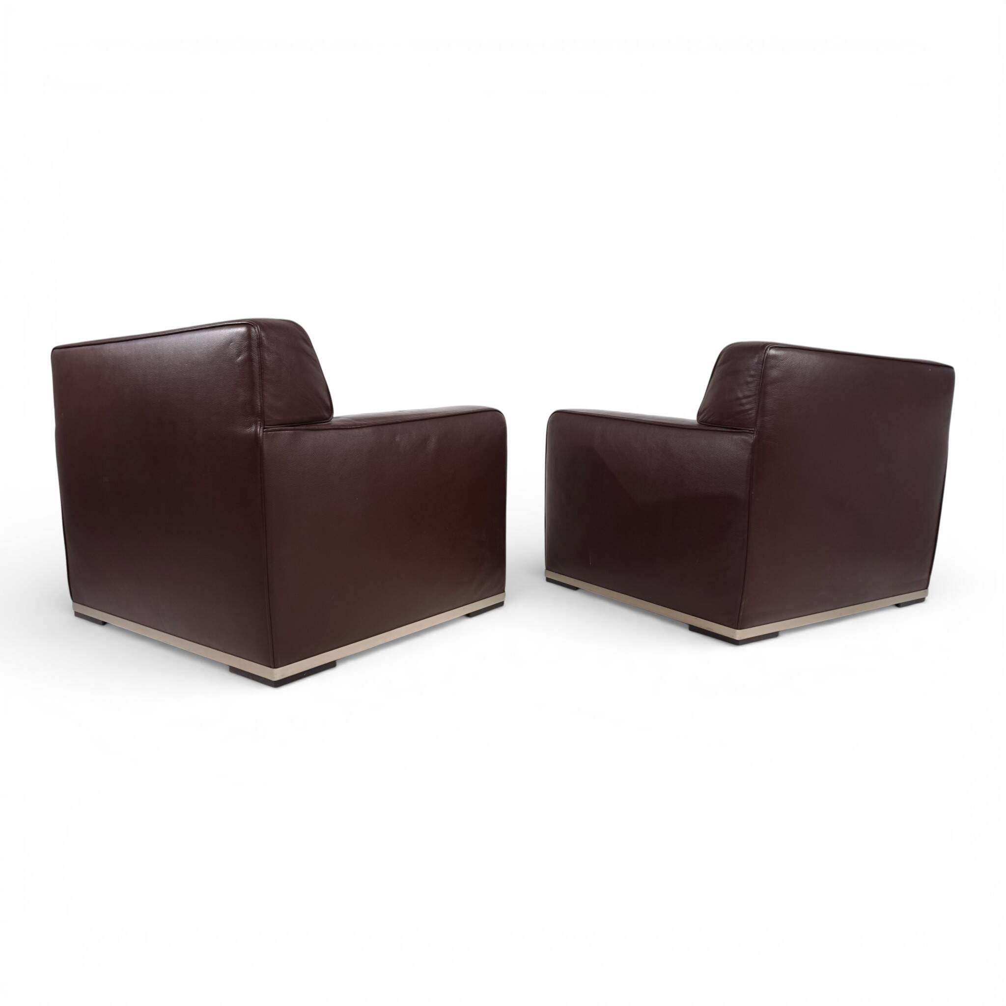 Set of 2 B&B Italia Maxalto Apta Imprimatur leather armchairs by Antonio Ci