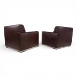 Set of 2 B&B Italia Maxalto Apta Imprimatur leather armchairs by Antonio Ci