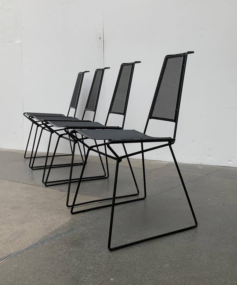 Set of vintage postmodern metal accent chairs by Rolf Rahmlow, 1980s.