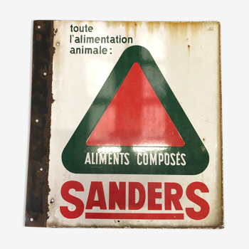 Sanders enamel plate animal feed on both sides