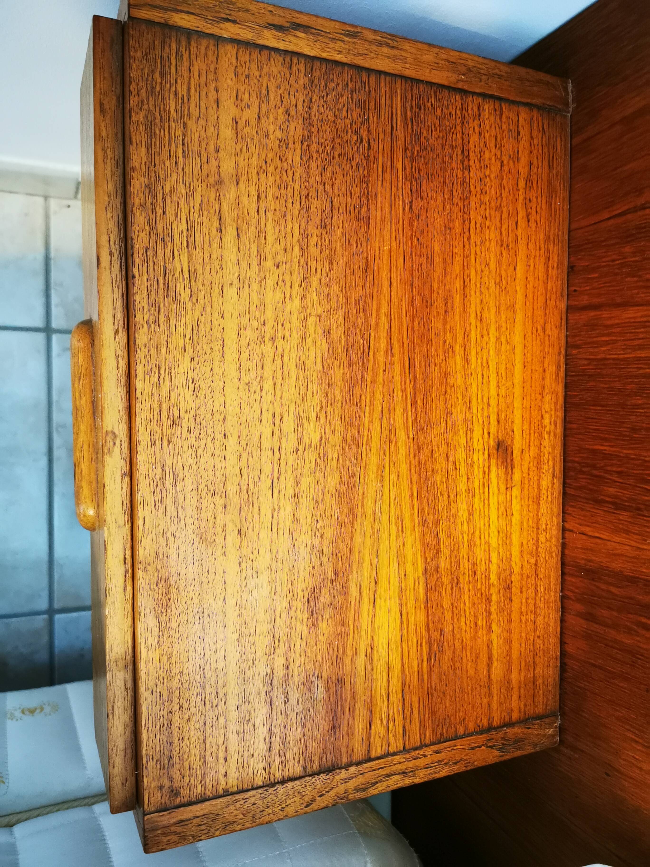 Scandinavian teak headboard – 1960s – Integrated bedside tables