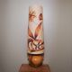 Vintage glazed stoneware lamp with hand-painted lampshade