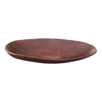 Oblong fruit bowl mahogany wood Africa 70s