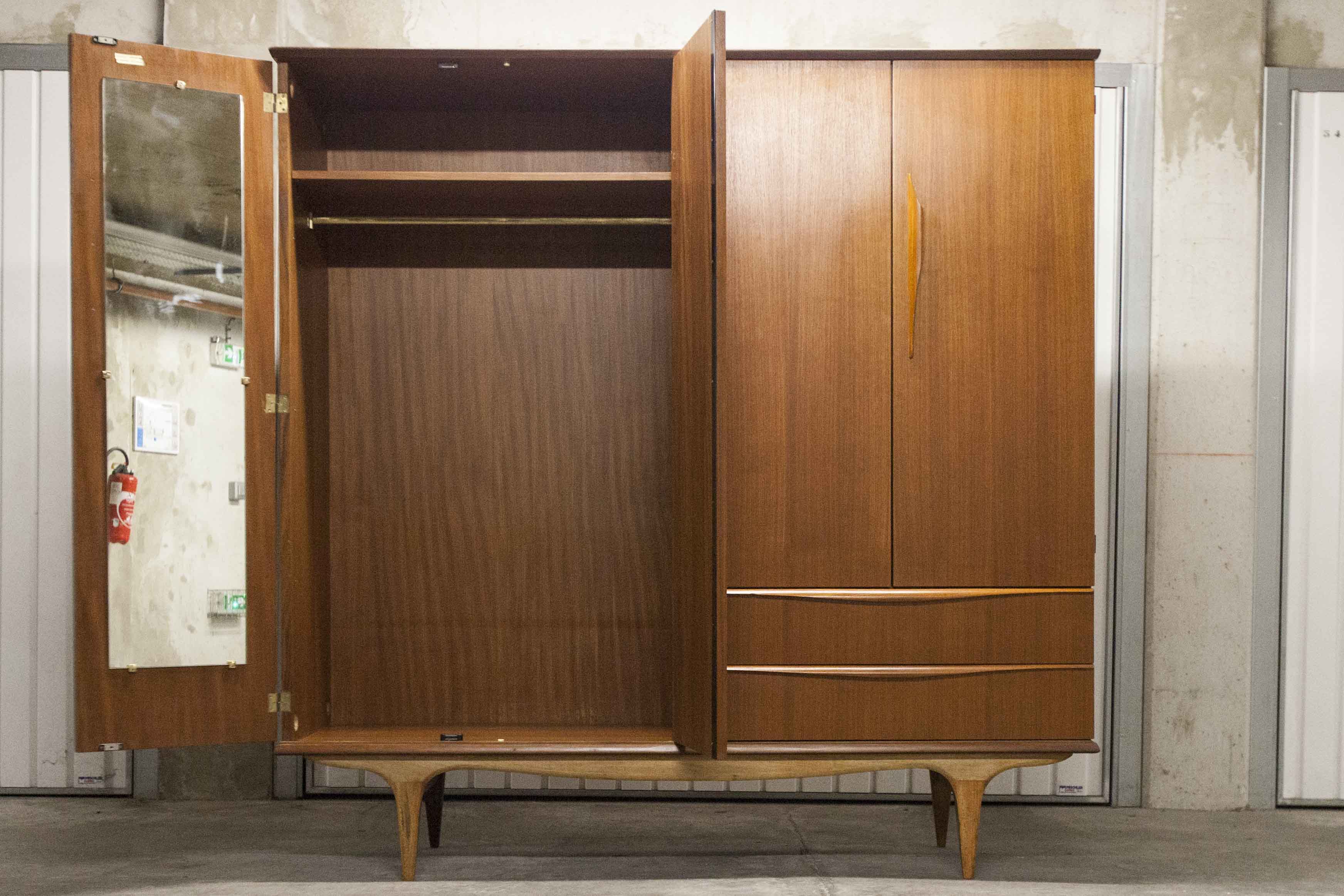 Scandinavian teak cabinet 1960 with mounting plan