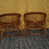 Paire de fauteuils en rotin