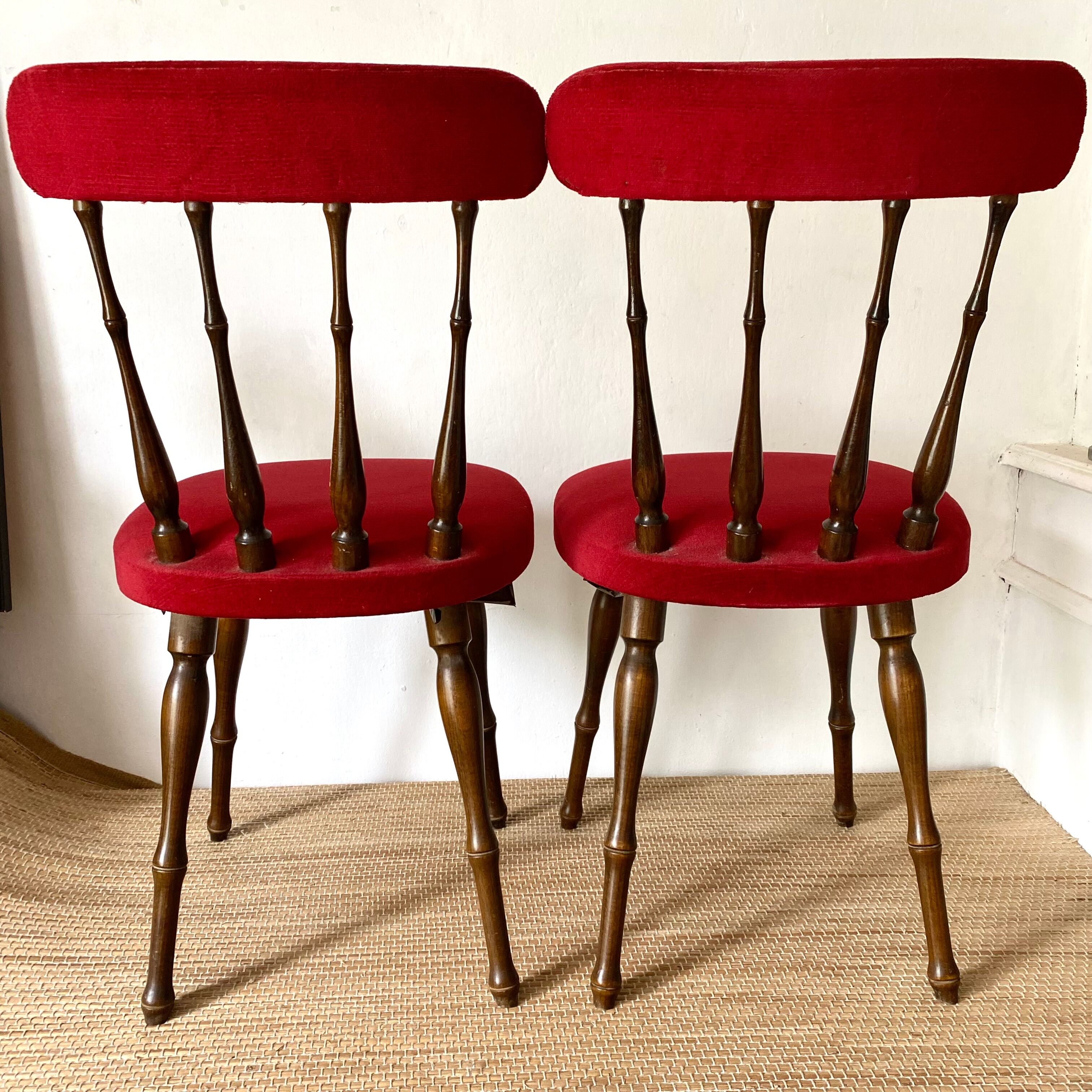 Pair of velvet chairs 60s-70s