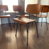 Set of 4 teak and steel dining chairs by Tjerk Reijenga for Pilastro 1950s