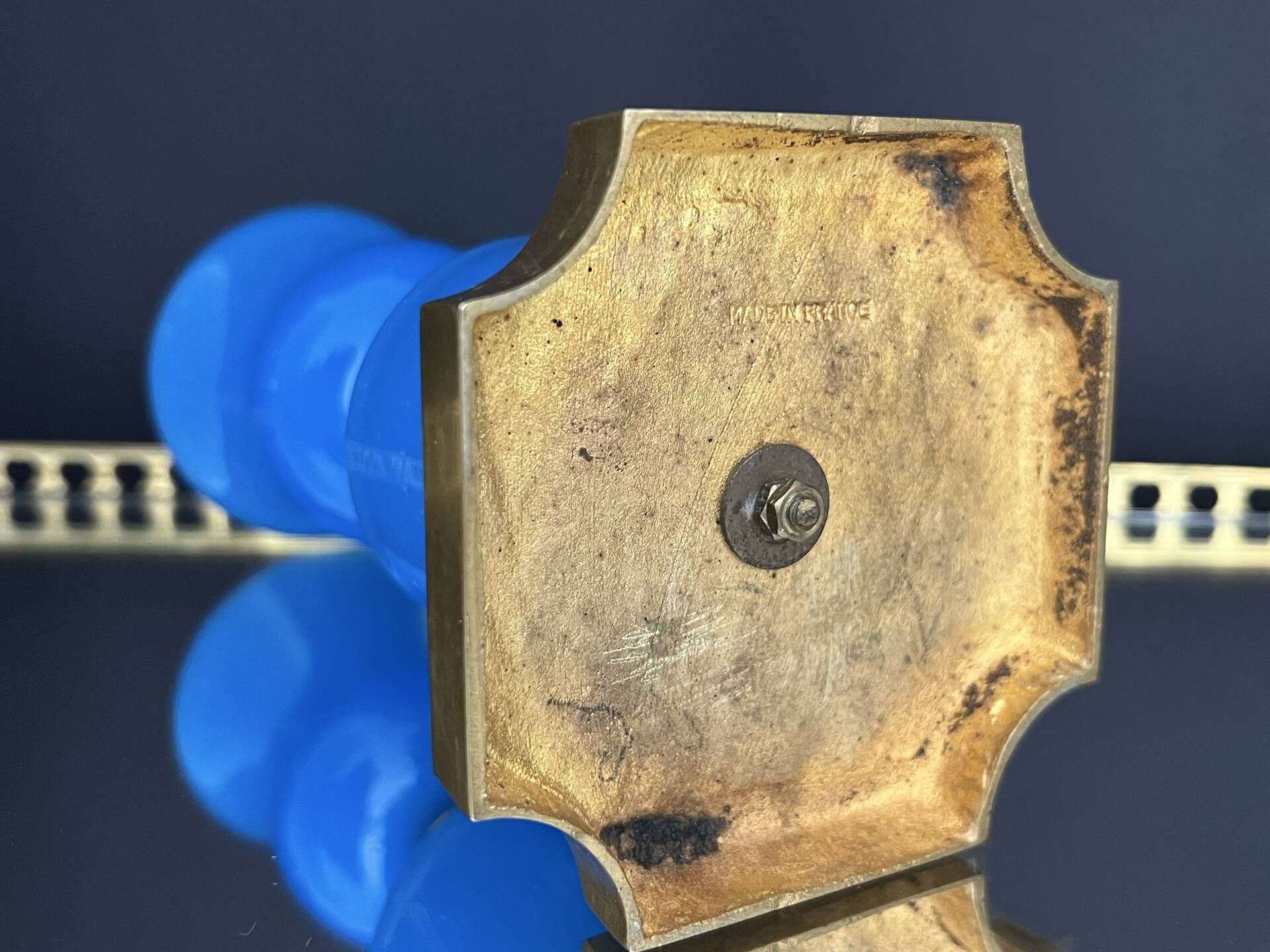 Médicis vase in blue opaline and gilded bronze