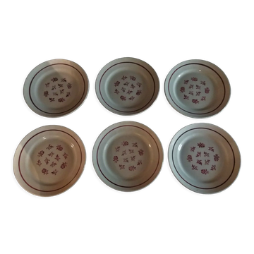 Series of six flat earthenware plates Pexonne model Algiers