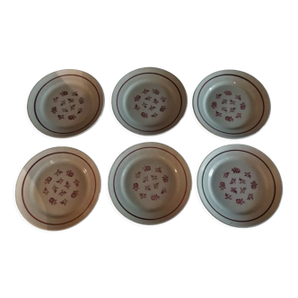 Series of six flat earthenware plates Pexonne model Algiers