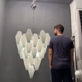 White murano glass polyhedra chandelier, 1970s