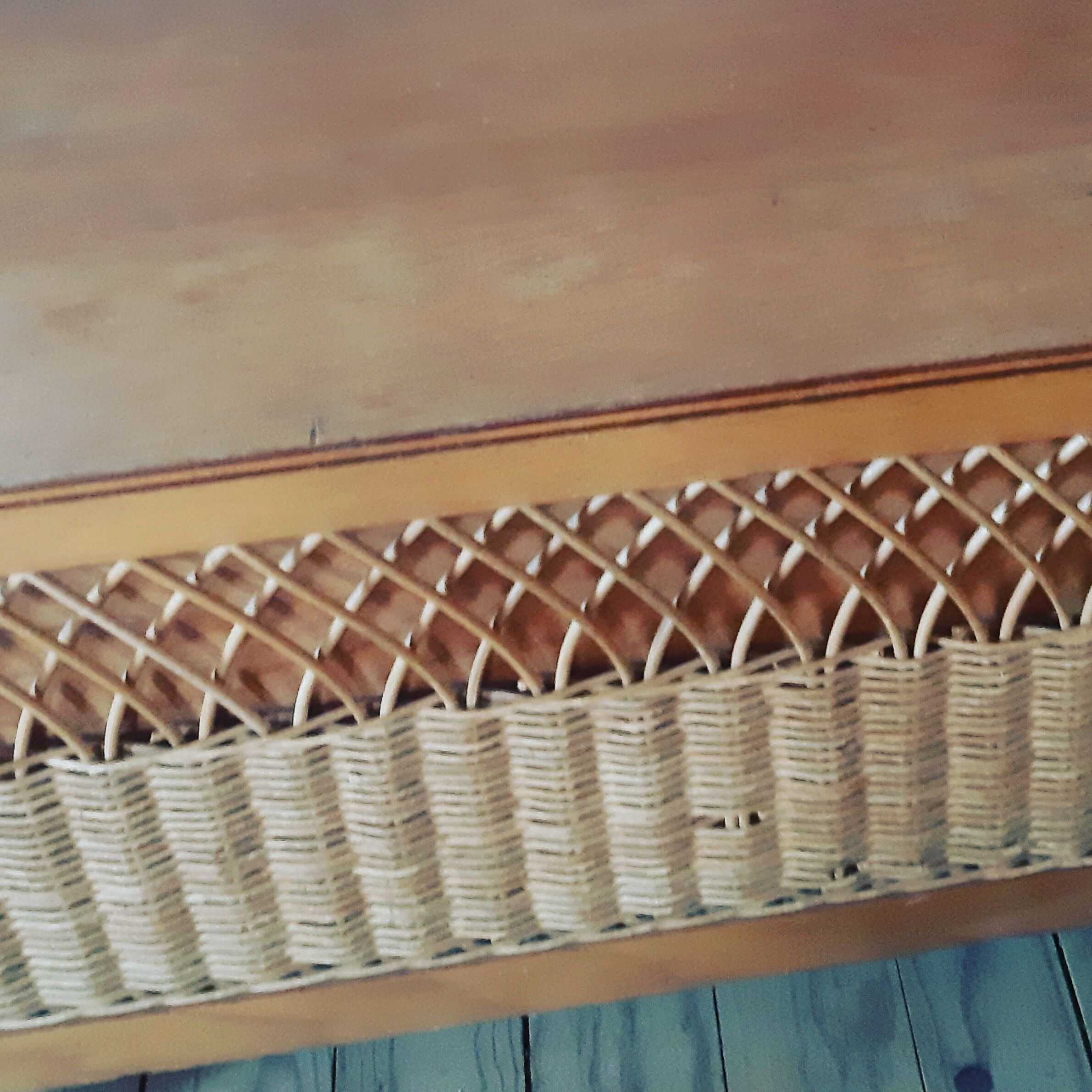 Vintage wooden and wicker bench and storage chest