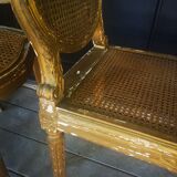 Set of Louis XVI-style bench and 2 chairs