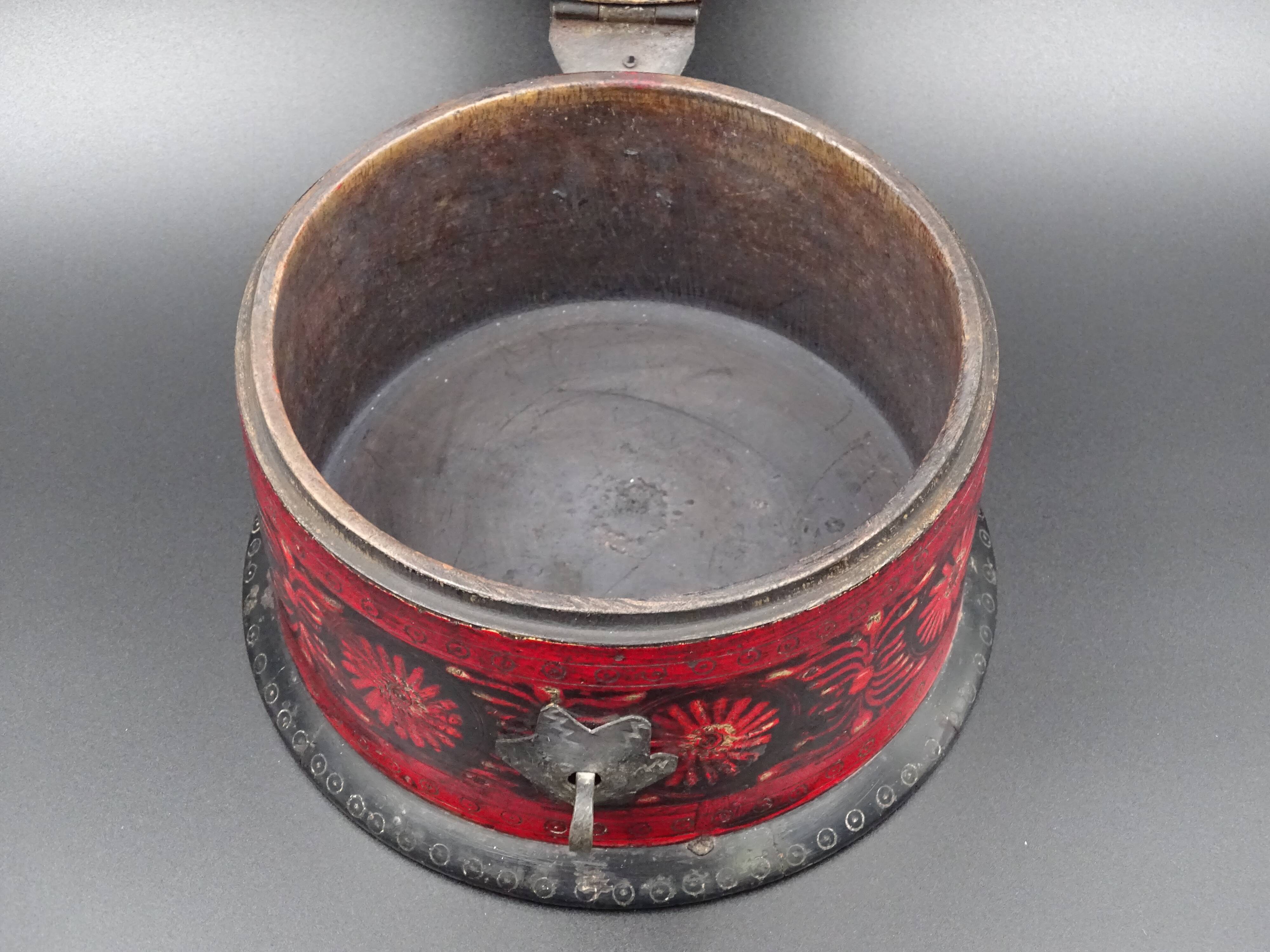 Wooden chapati box and fittings from India