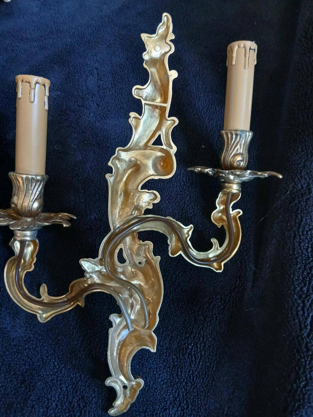4 splendid wall sconces candle holders bronze Louis XVI XV style