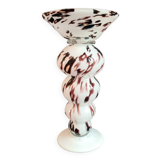Vide-poche & Bougeoir Murano – Blanc tacheté brun