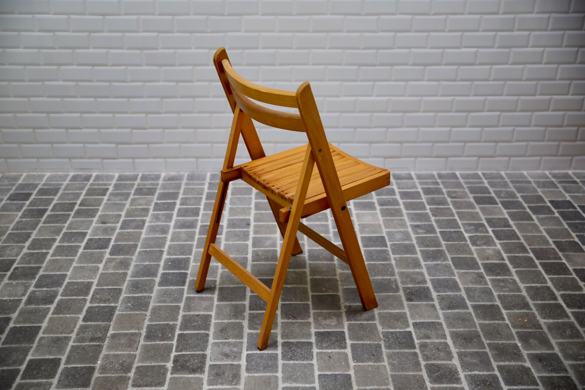 Set of 3 folding beech chairs