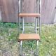 Vintage formica wood metal leg step stool