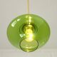 Vintage Pendant Light  Hand Blown Green Glass MCM Bar Hanging Cool Lamps