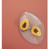 Oval trayhandles, crystal, made in France, art deco