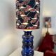 Large vase lamp from the 70s with expressive enamel and pagoda shape.