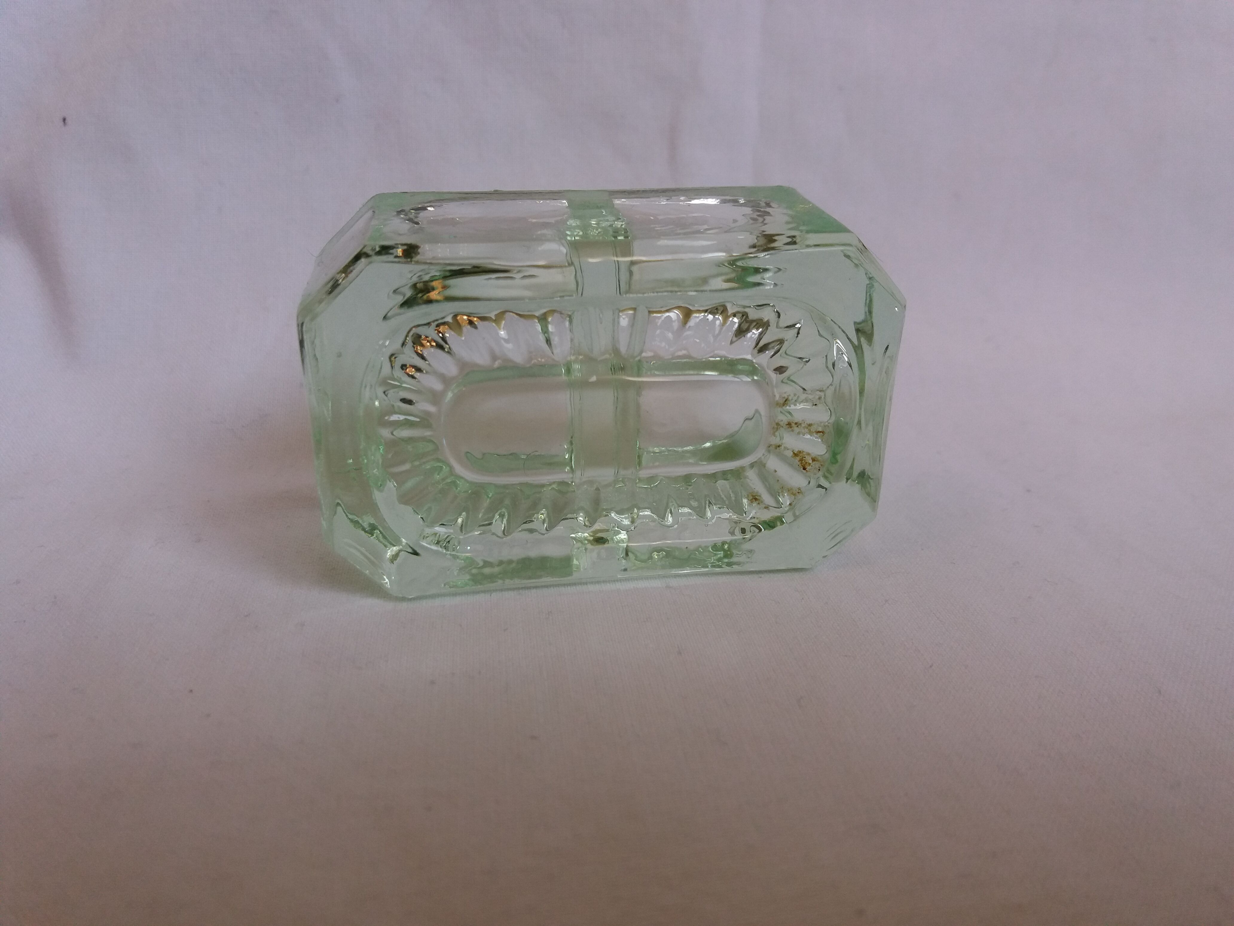 Art deco green glass saleron