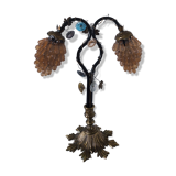 Art deco laiton lamp and murano glass