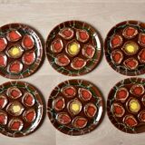 Set of 6 Vallauris oyster plates in slip - 1960s